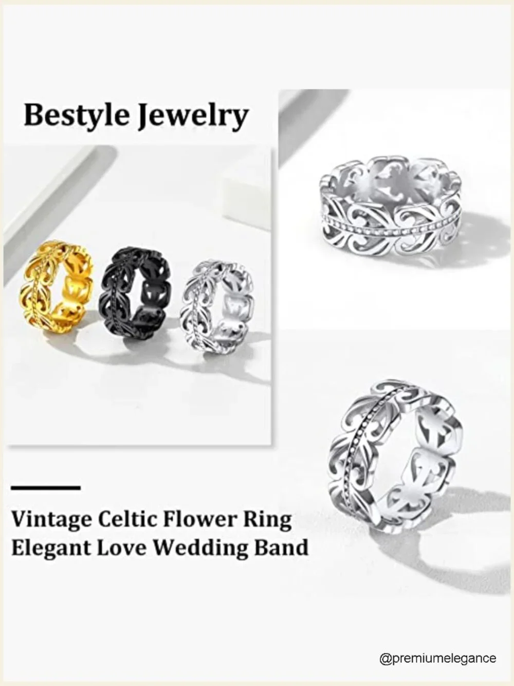 Celtic Knot Band Ring Stainless Steel Irish Viking Wedding Band